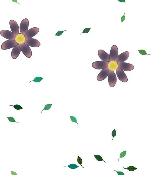 Frittsammensatt Sammensetning Med Enkle Fargerike Blomster Grønne Blader Til Tapeter – stockvektor