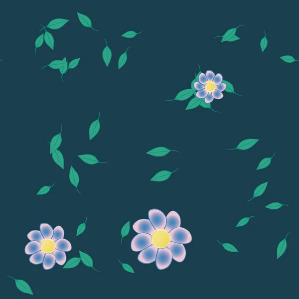 Composition Design Avec Fleurs Simples Feuilles Vertes Illustration Vectorielle — Image vectorielle