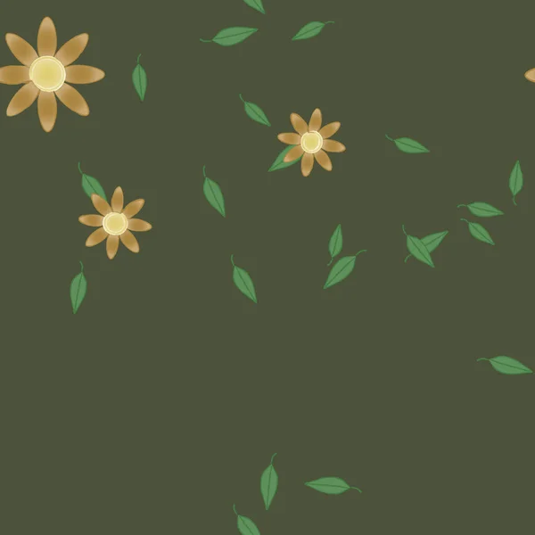 Flores Con Hojas Verdes Composición Libre Ilustración Vectorial — Vector de stock