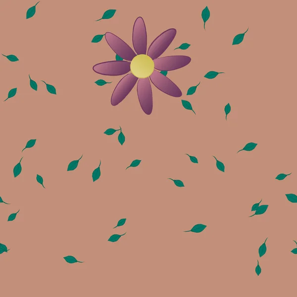 Flores Con Hojas Verdes Composición Libre Ilustración Vectorial — Vector de stock