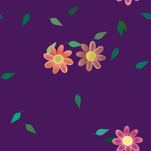 Composición Libre Con Flores Colores Simples Hojas Verdes Para Papel — Vector de stock