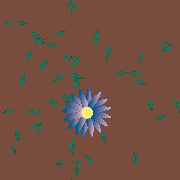 Fleurs Simples Avec Des Feuilles Vertes Composition Libre Illustration Vectorielle — Image vectorielle