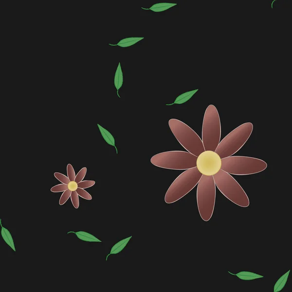 Composition Design Avec Fleurs Simples Feuilles Vertes Illustration Vectorielle — Image vectorielle