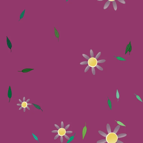 Composition Design Avec Fleurs Simples Feuilles Vertes Illustration Vectorielle — Image vectorielle