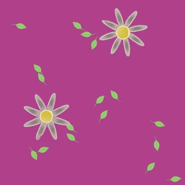 Composition Design Avec Fleurs Simples Feuilles Vertes Illustration Vectorielle — Image vectorielle