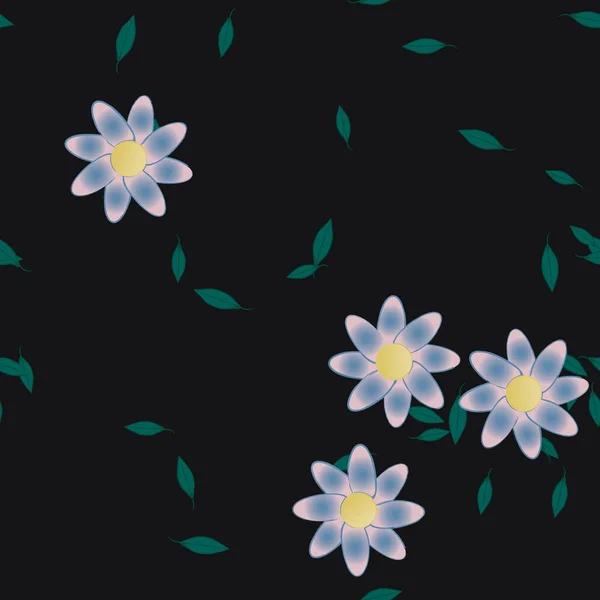 Composition Design Avec Fleurs Simples Feuilles Vertes Illustration Vectorielle — Image vectorielle