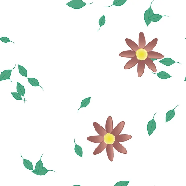 Composição Livre Com Flores Coloridas Simples Folhas Verdes Para Papel — Vetor de Stock