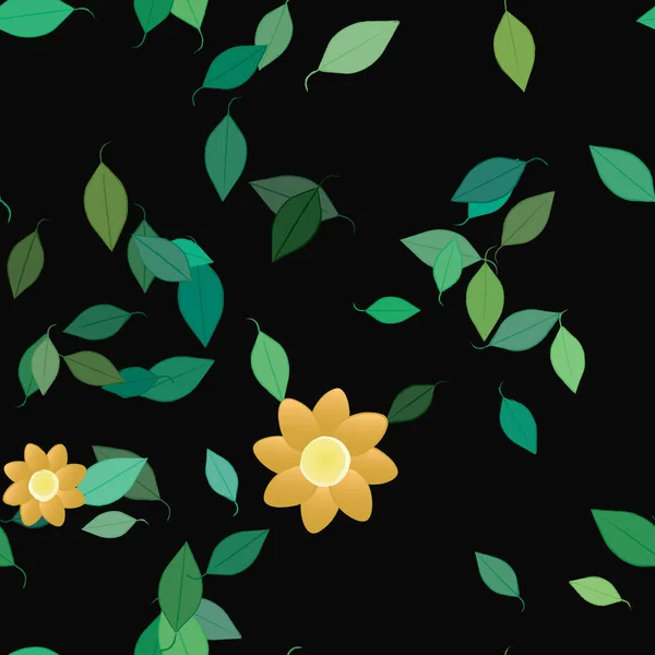 Composição Livre Com Flores Coloridas Simples Folhas Verdes Para Papel — Vetor de Stock