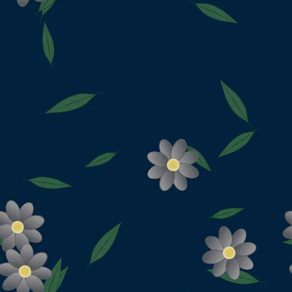 Composição Design Com Flores Simples Folhas Verdes Ilustração Vetorial —  Vetores de Stock