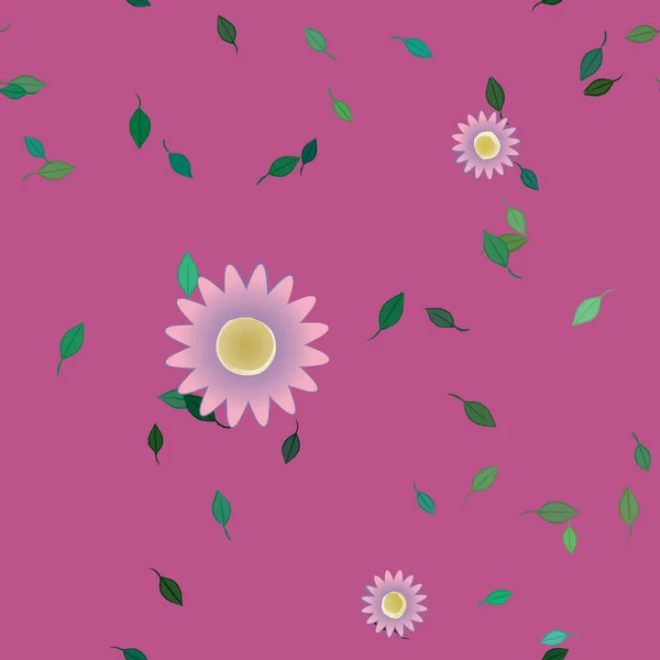 Composición Libre Con Flores Colores Simples Hojas Verdes Para Papel — Archivo Imágenes Vectoriales