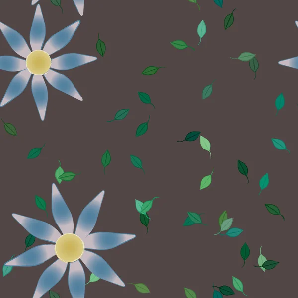 Flores Con Hojas Verdes Composición Libre Ilustración Vectorial — Vector de stock