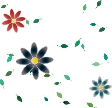 Serbest kompozisyonda yeşil yapraklı çiçekler, vektör illüstrasyonu