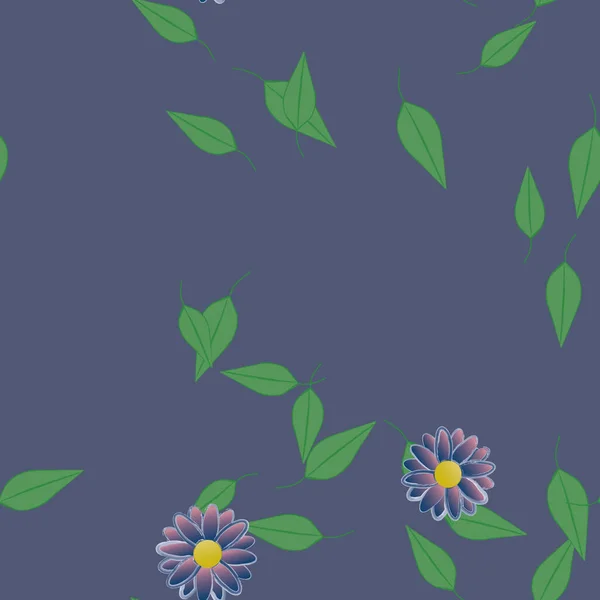 Fleurs Simples Avec Des Feuilles Vertes Composition Libre Illustration Vectorielle — Image vectorielle