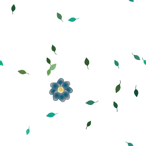 Modèle Vectoriel Avec Des Fleurs Colorées Simples Des Feuilles Vertes — Image vectorielle