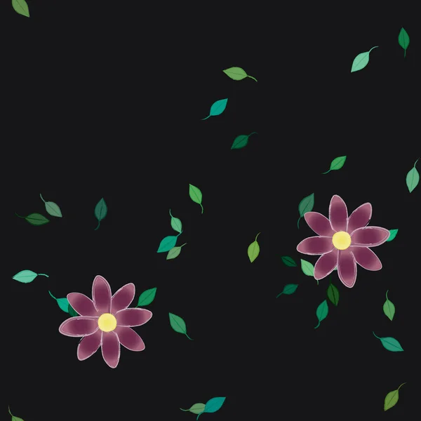 Composición Libre Con Flores Colores Simples Hojas Verdes Para Papel — Vector de stock