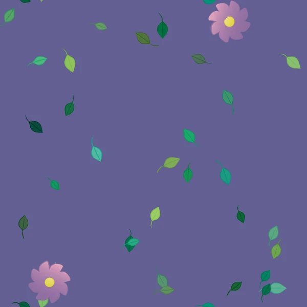 Composition Design Avec Fleurs Simples Feuilles Vertes Illustration Vectorielle — Image vectorielle