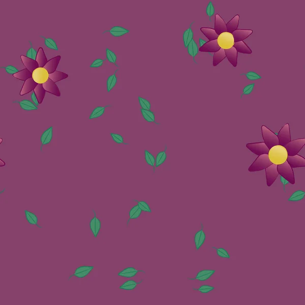 Belle Composition Avec Des Fleurs Colorées Simples Des Feuilles Vertes — Image vectorielle