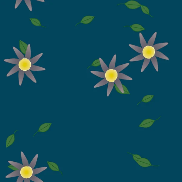 Composition Design Avec Fleurs Simples Feuilles Vertes Illustration Vectorielle — Image vectorielle