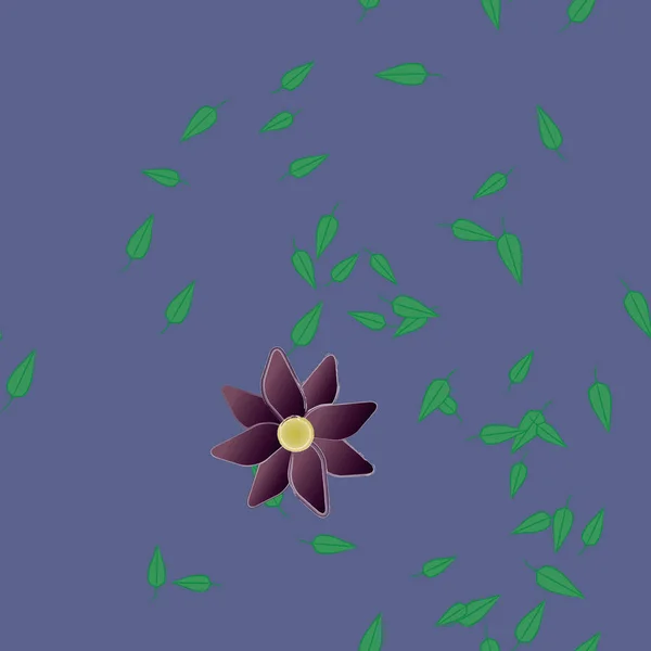 Fleurs Simples Avec Des Feuilles Vertes Composition Libre Illustration Vectorielle — Image vectorielle