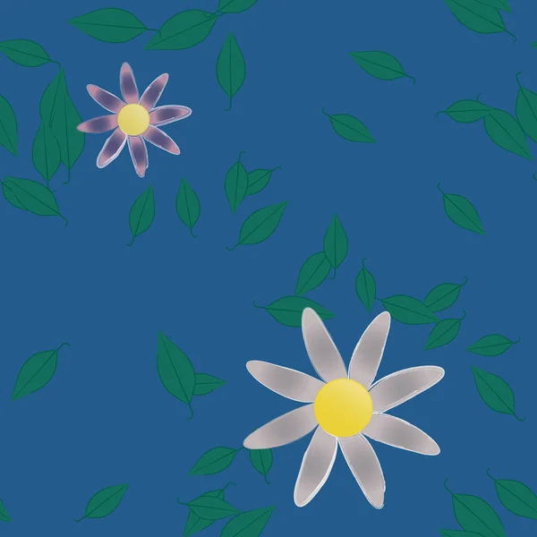 Fleurs Simples Avec Des Feuilles Vertes Composition Libre Illustration Vectorielle — Image vectorielle