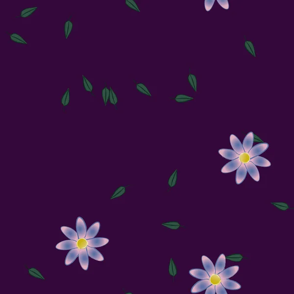 Composición Libre Con Flores Colores Simples Hojas Verdes Para Papel — Vector de stock