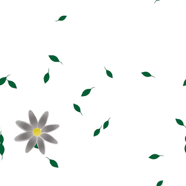 Composição Design Com Flores Simples Folhas Verdes Ilustração Vetorial — Vetor de Stock