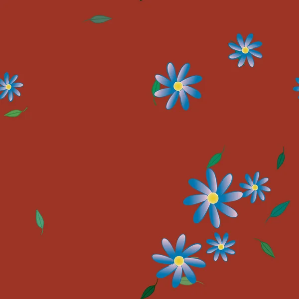 Fleurs Simples Avec Des Feuilles Vertes Composition Libre Illustration Vectorielle — Image vectorielle