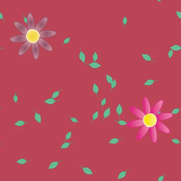 Composição Design Com Flores Simples Folhas Verdes Ilustração Vetorial — Vetor de Stock