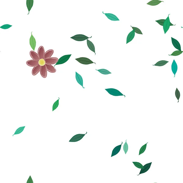 Composição Design Com Flores Simples Folhas Verdes Ilustração Vetorial — Vetor de Stock