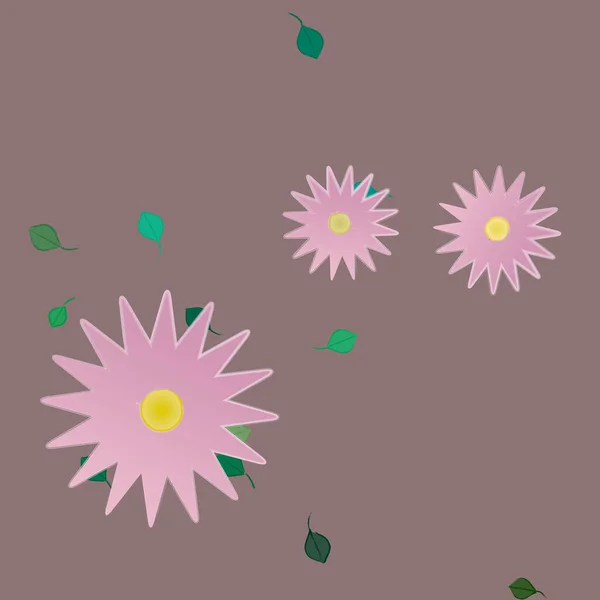 Composition Design Avec Fleurs Simples Feuilles Vertes Illustration Vectorielle — Image vectorielle