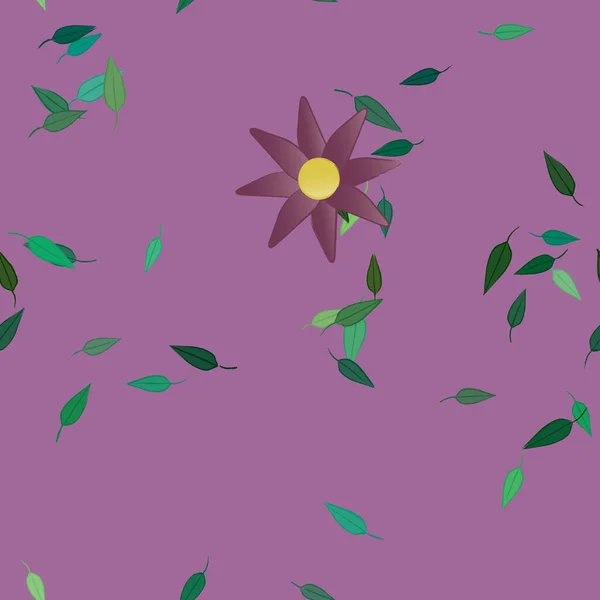 Fleurs Simples Avec Des Feuilles Vertes Composition Libre Illustration Vectorielle — Image vectorielle