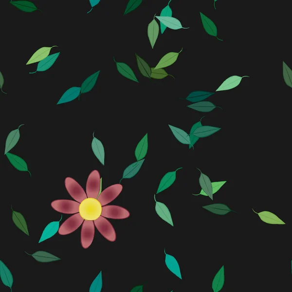 Fleurs Simples Avec Des Feuilles Vertes Composition Libre Illustration Vectorielle — Image vectorielle