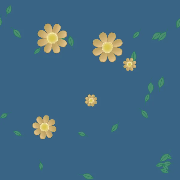 Fleurs Simples Avec Des Feuilles Vertes Composition Libre Illustration Vectorielle — Image vectorielle