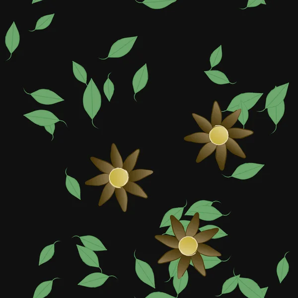 Composición Libre Con Flores Colores Simples Hojas Verdes Para Papel — Vector de stock