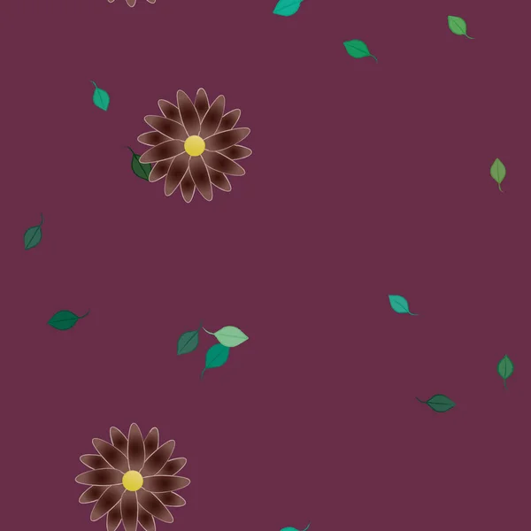 Composición Diseño Con Flores Simples Hojas Verdes Ilustración Vectorial — Vector de stock