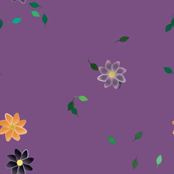 Composition Design Avec Fleurs Simples Feuilles Vertes Illustration Vectorielle — Image vectorielle