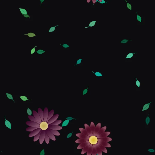 Composición Libre Con Flores Colores Simples Hojas Verdes Para Papel — Vector de stock