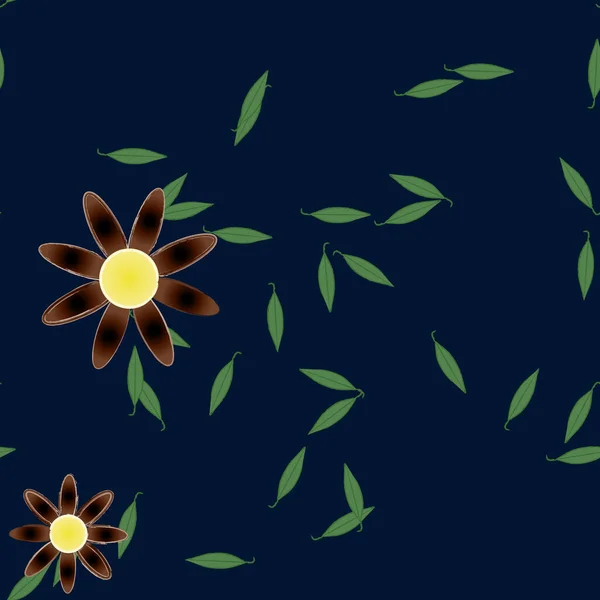 Fleurs Simples Avec Des Feuilles Vertes Composition Libre Illustration Vectorielle — Image vectorielle