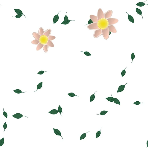 Composição Design Com Flores Simples Folhas Verdes Ilustração Vetorial — Vetor de Stock