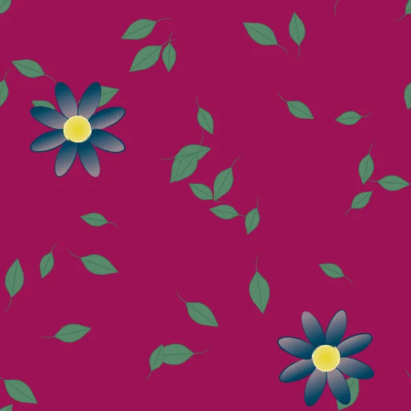 Composição Design Com Flores Simples Folhas Verdes Ilustração Vetorial — Vetor de Stock