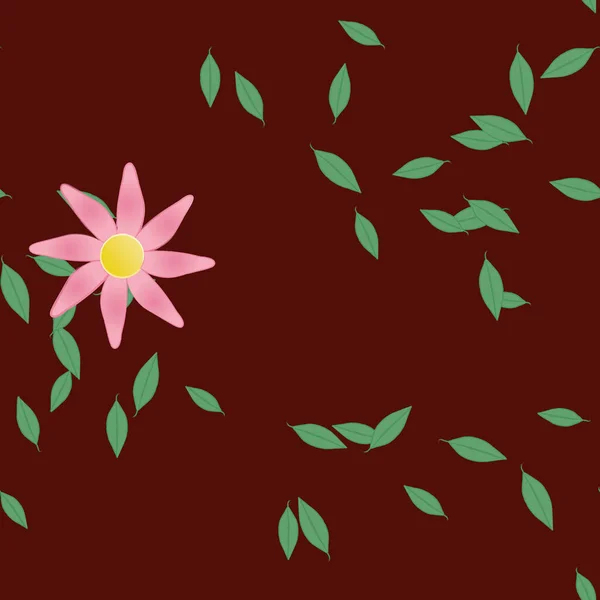 Fleurs Simples Avec Des Feuilles Vertes Composition Libre Illustration Vectorielle — Image vectorielle