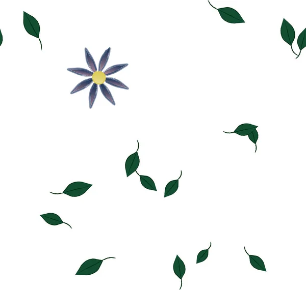 Fleurs Simples Avec Des Feuilles Vertes Composition Libre Illustration Vectorielle — Image vectorielle