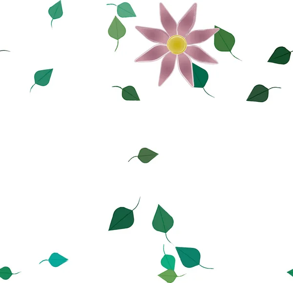 Fleurs Simples Avec Des Feuilles Vertes Composition Libre Illustration Vectorielle — Image vectorielle