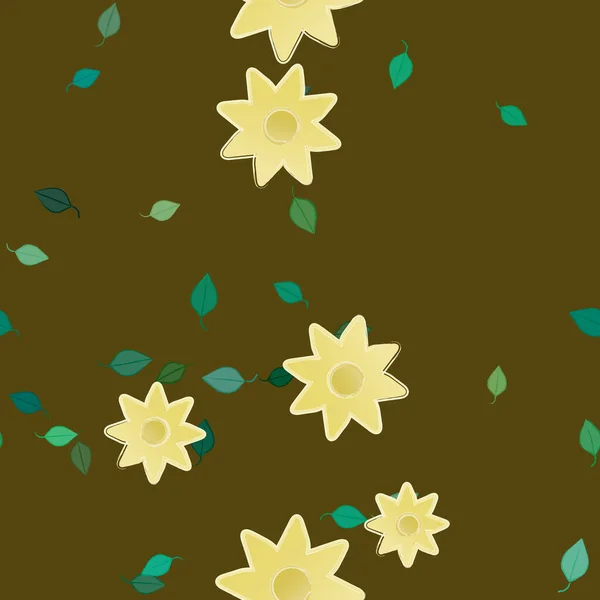 Composición Libre Con Flores Colores Simples Hojas Verdes Para Papel — Vector de stock