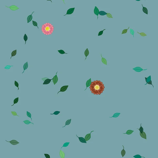 Fleurs Simples Avec Des Feuilles Vertes Composition Libre Illustration Vectorielle — Image vectorielle