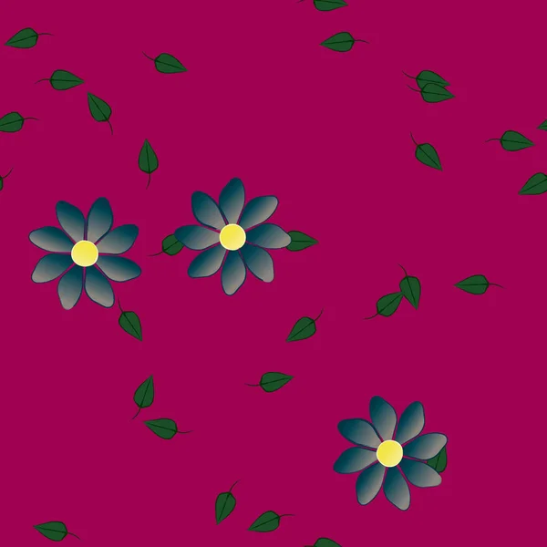 Fleurs Simples Avec Des Feuilles Vertes Composition Libre Illustration Vectorielle — Image vectorielle