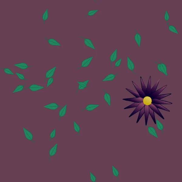 Fleurs Simples Avec Des Feuilles Vertes Composition Libre Illustration Vectorielle — Image vectorielle