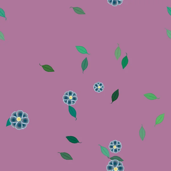 Eenvoudige Bloemen Met Groene Bladeren Vrije Samenstelling Vector Illustratie — Stockvector