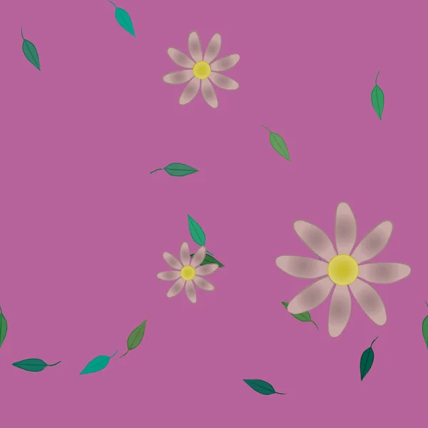 Flores Simples Con Hojas Verdes Composición Libre Ilustración Vectorial — Archivo Imágenes Vectoriales