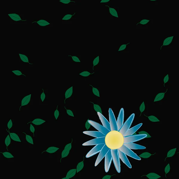 Hermosa Composición Con Flores Colores Simples Hojas Verdes Fondo Ilustración — Archivo Imágenes Vectoriales